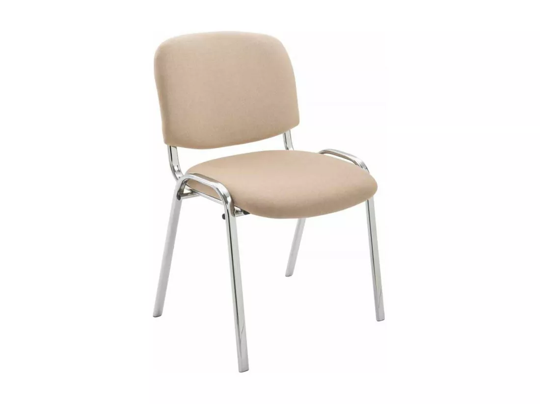 Lot de 4 Chaise de conférence - Tissu & Métal chromé - Crème - Ken