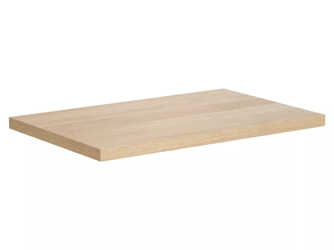 Meuble sous vasque avec niche de rangement et planche - 80 cm - Placage chêne - COSMOTI