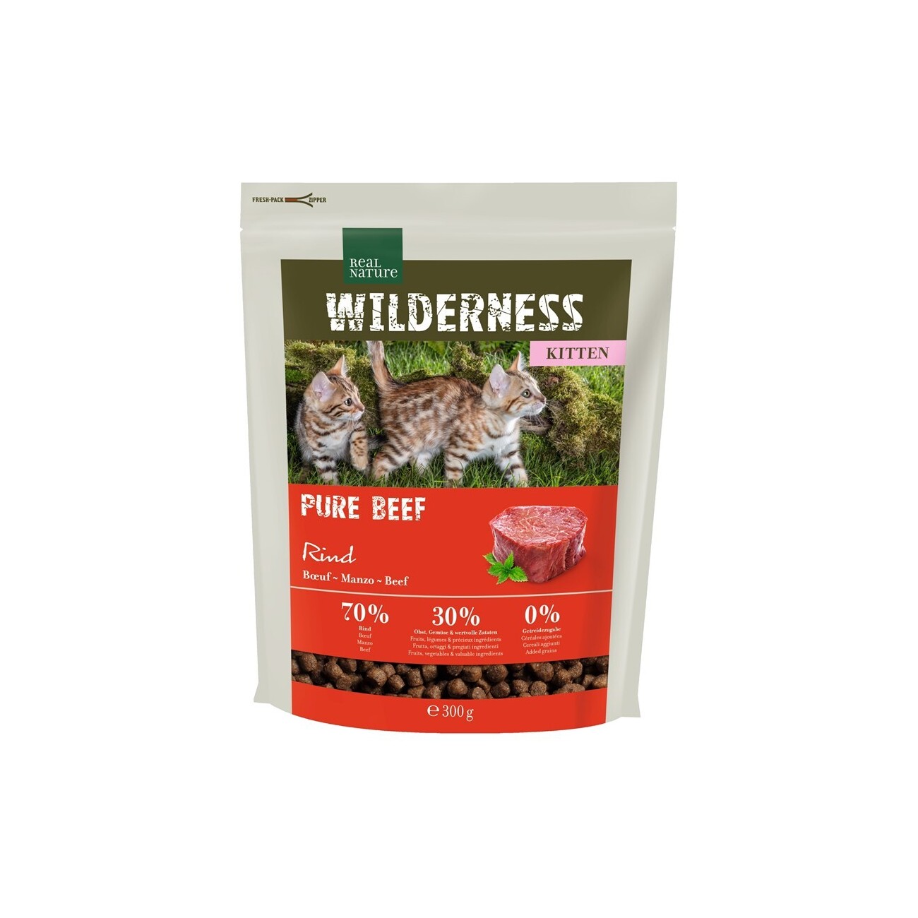REAL NATURE WILDERNESS Trockenfutter Katze, Kitten, Pure Beef 300 g