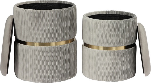 Kayoom Polsterhocker »Hocker Zora 425 2er-Set, Praktischer und versteckter Stauraum« Set, 2 Stk. tlg. 2er-Set mit Stauraum, ineinander stapelbar, goldener Ring