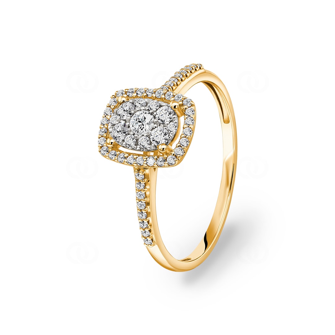 Damenring 750/18 K Gelbgold mit Diamanten 0.30ct H/si