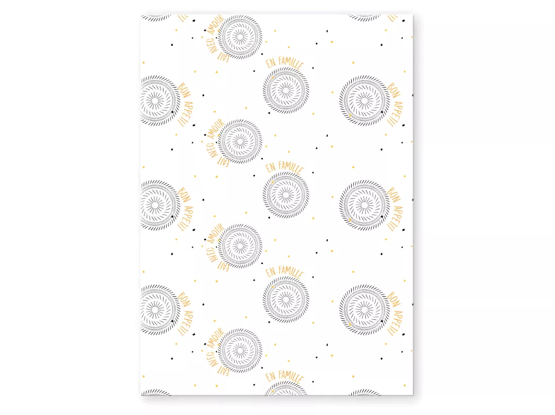 Lot de 2 torchons coton blanc et jaune 50x70cm EN FAMILLE