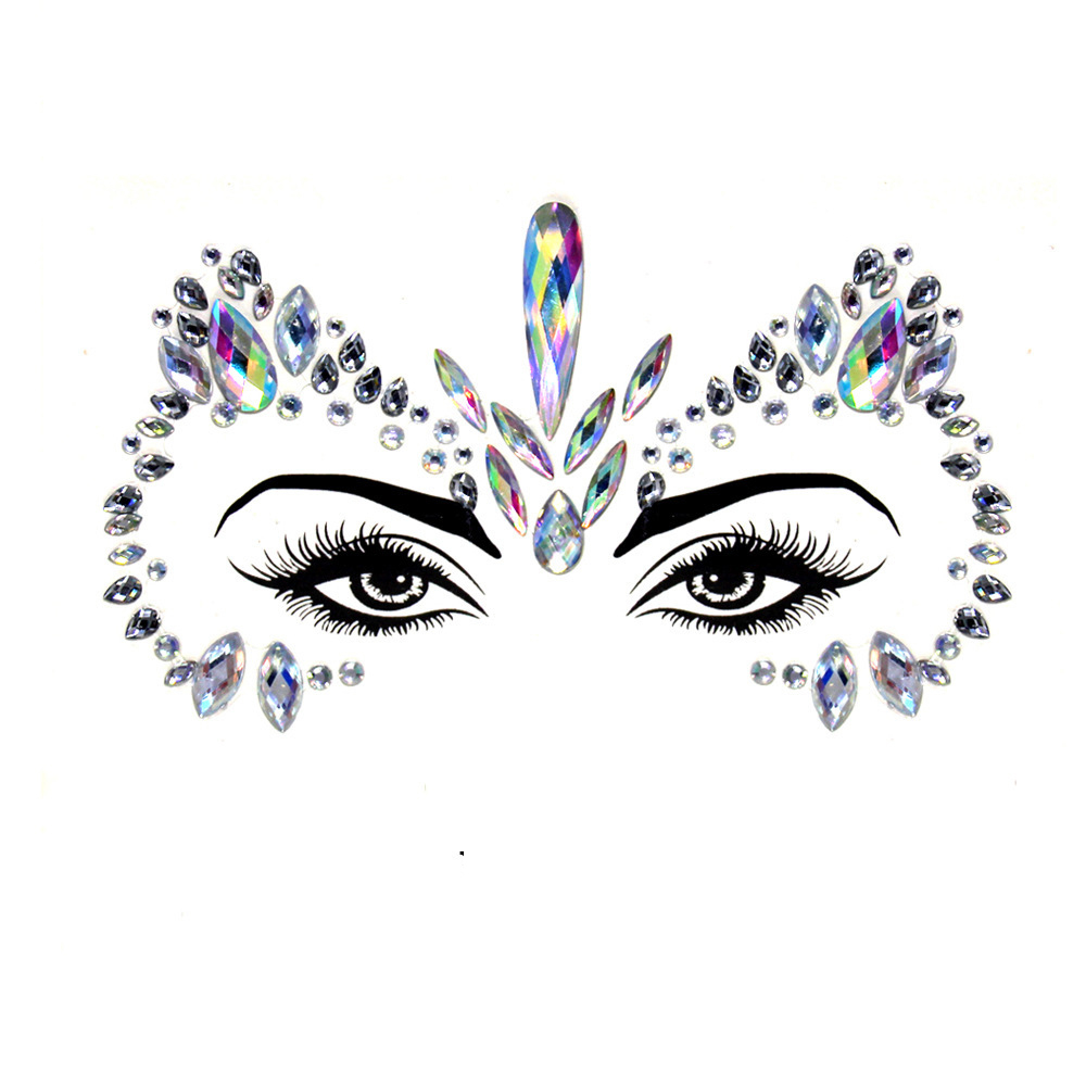 Strass Festival Gesichts- und Körper Aufkleber Temporary Tattoo Haut Sticker - Style 13