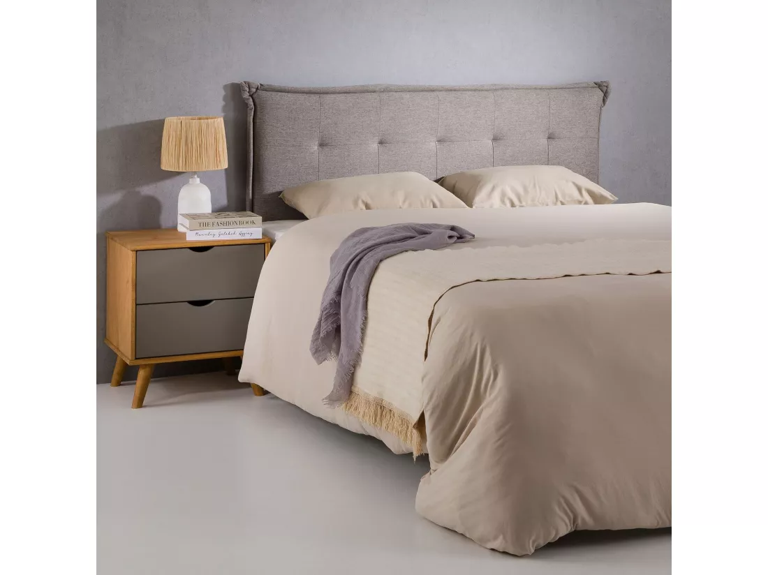 Tête de lit EBEYA 120 capitonnée, En tissu rembourré, Pieds en bois, Design élégant, Pour lits 120 cm, Gris