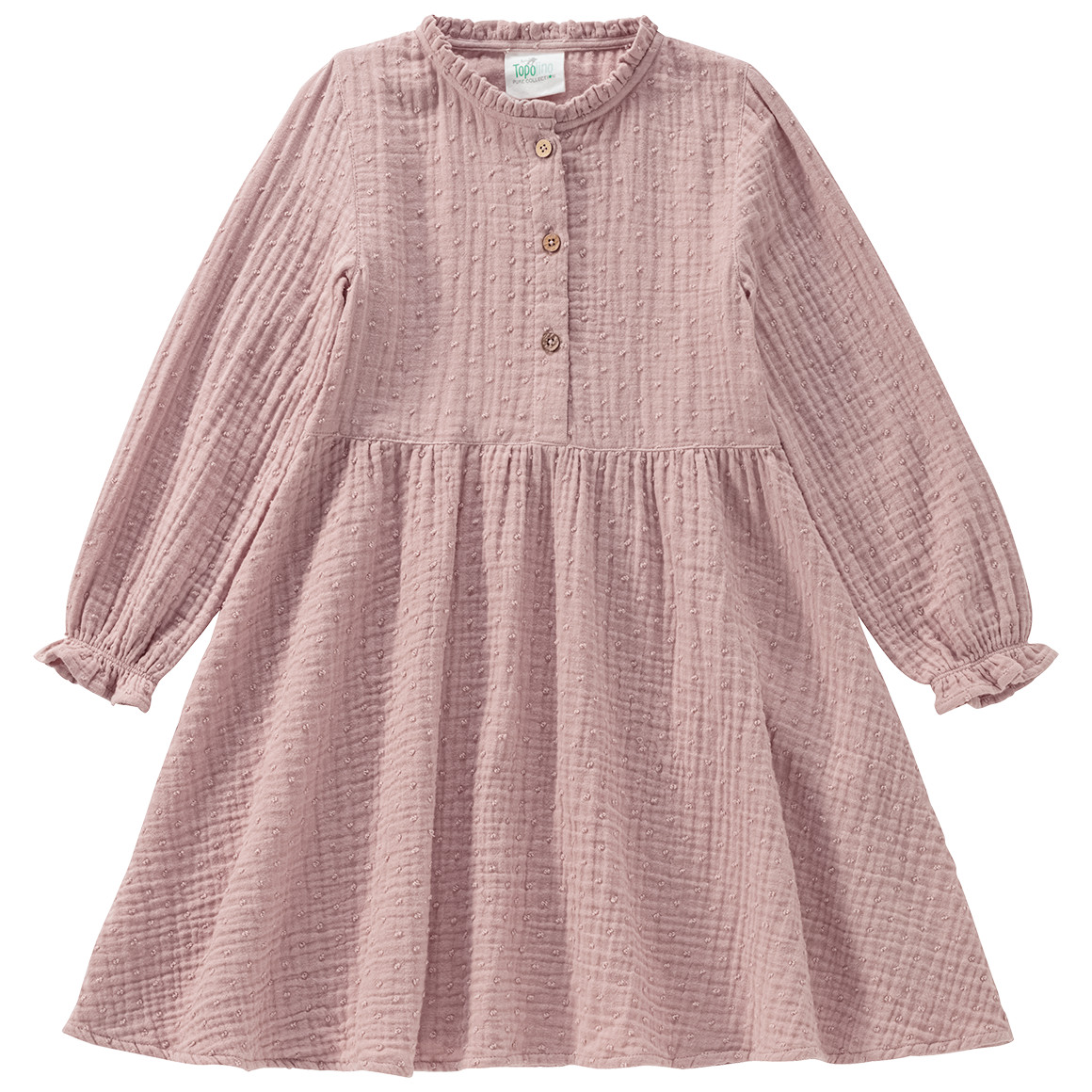 Topolino Pure Collection Mädchen Musselin-Kleid mit Strukturmuster puderrosa
