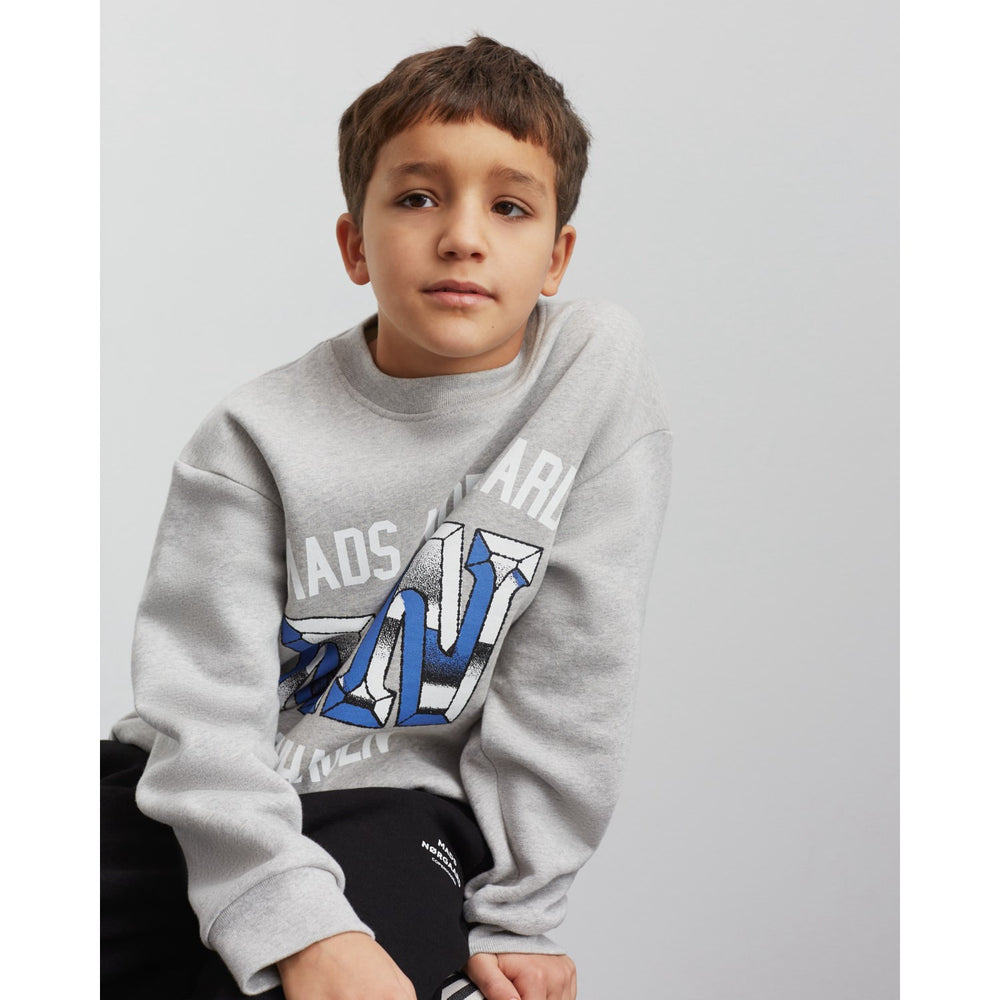 Køb Mads Nørgaard Light Grey Melange Organic Sweat Sonar Sweatshirt