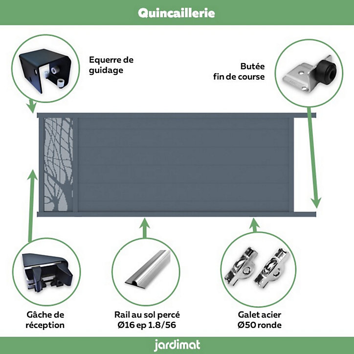 Portail Jardimat coulissant motorisé aluminium Frejus gris anthracite - 350 x h.145 cm