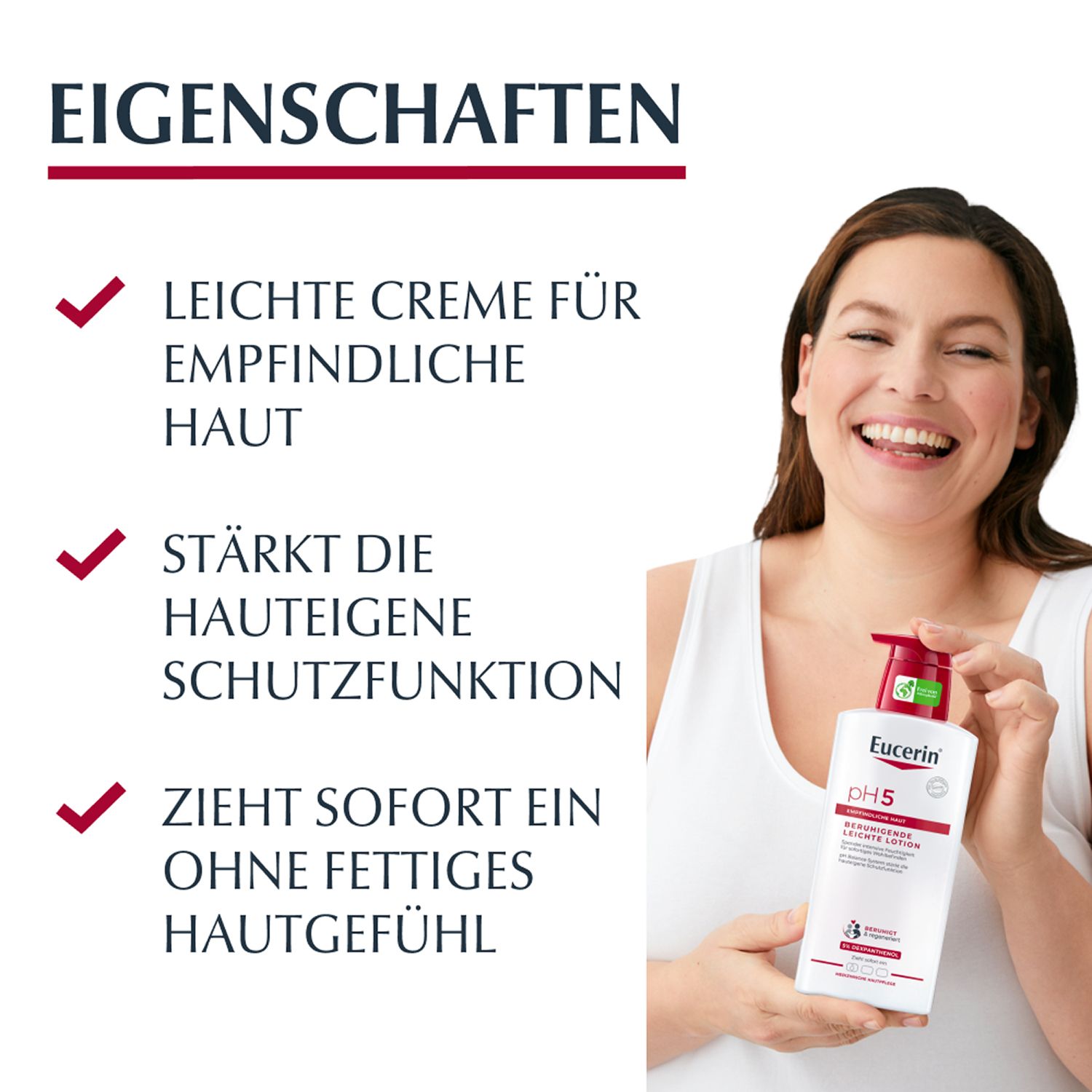 Eucerin® pH5 Leichte Textur Lotion – pflegt empfindliche, normale bis trockene Haut & macht die Haut widerstandsfähiger - Jetzt 3€ sparen mit Code 