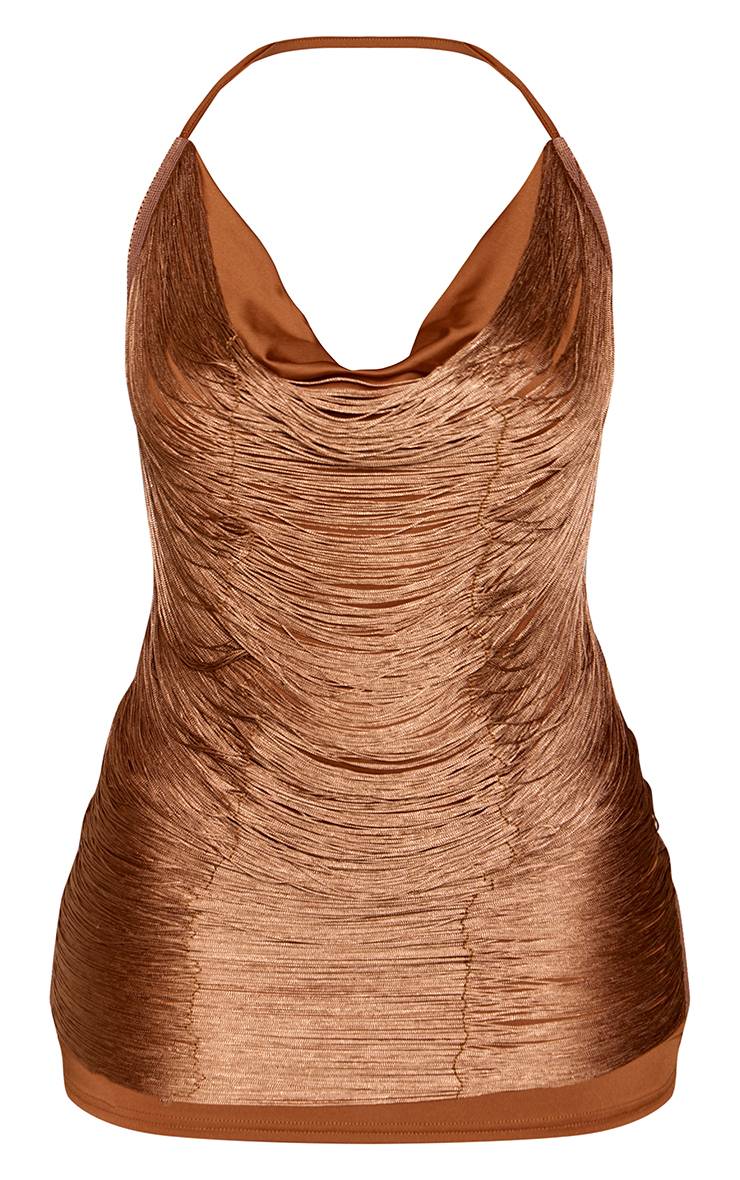 Bronze Robe Mini Shape À Franges Et Pompons