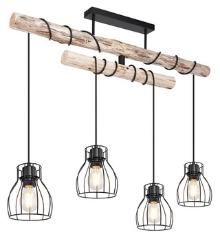 MINA Deckenlampe, schwarz 15326-4D, B/H/T: 90 x 100 x 14 cm, Metall, Holz
