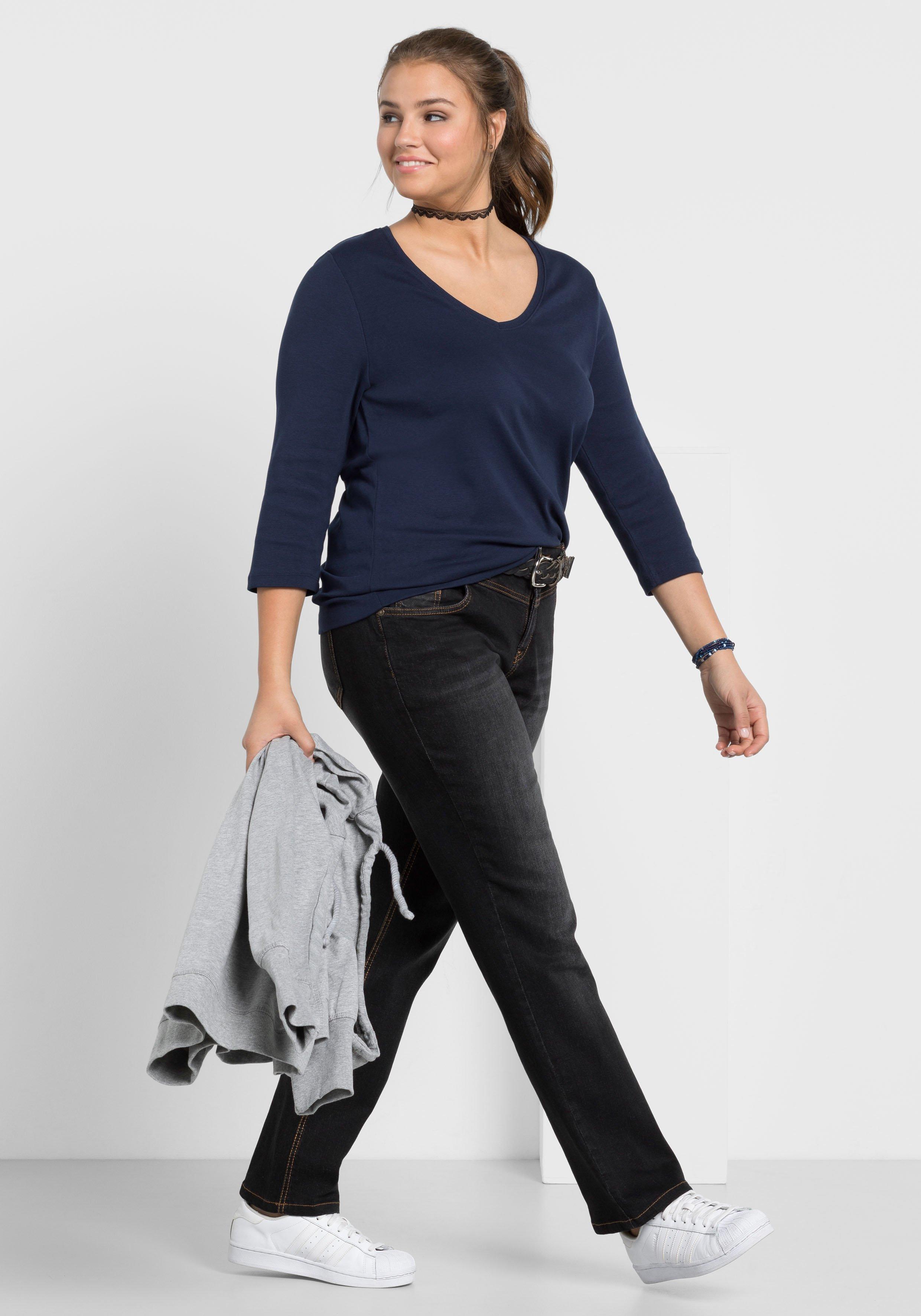 Gerade Jeans mit Used-Effekten