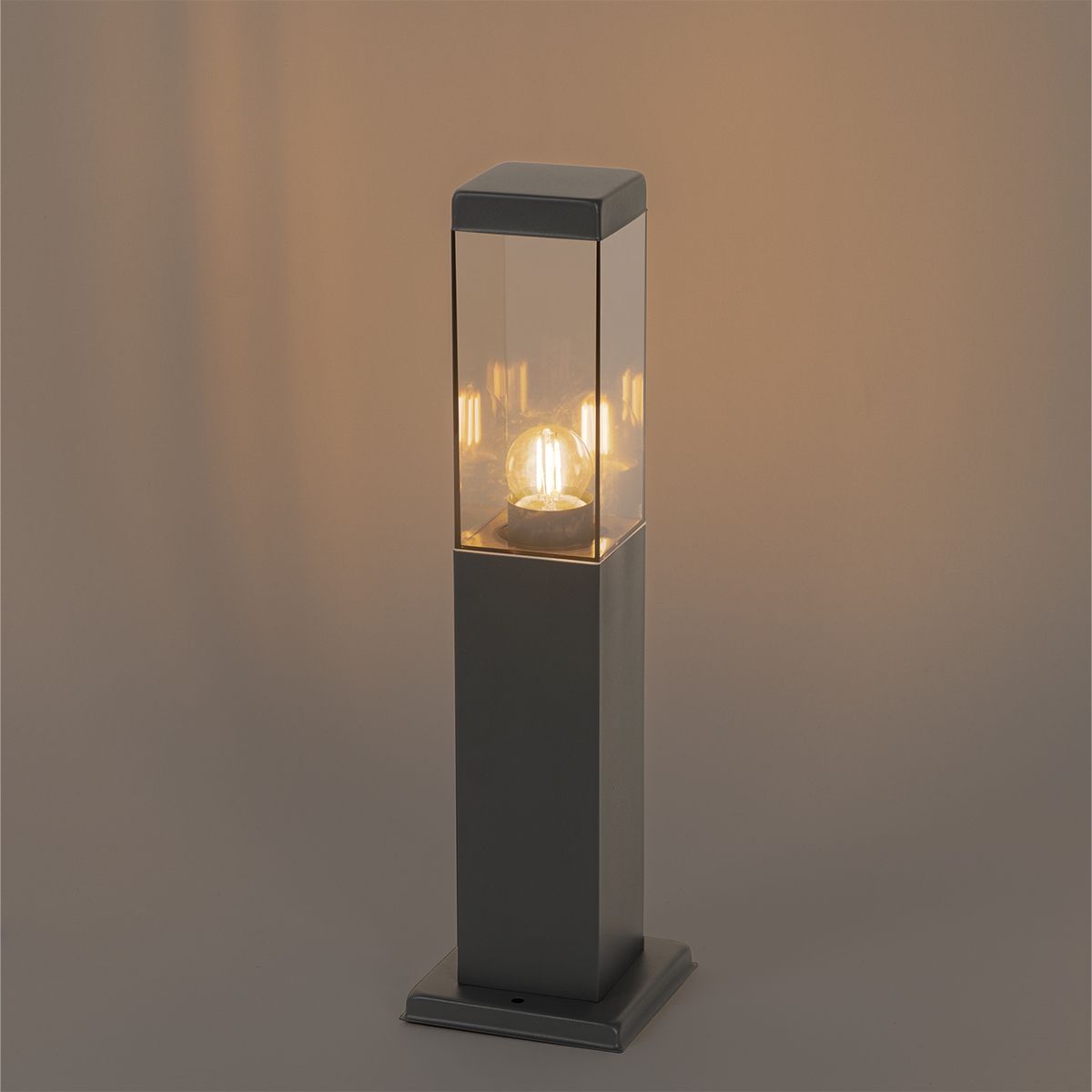 Buitenlamp donkergrijs met smoke glas met grondpin en kabelmof 45cm IP44 - Malios