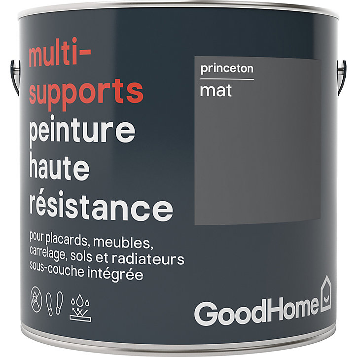 Peinture haute résistance multi-supports GoodHome gris Princeton mat 2L