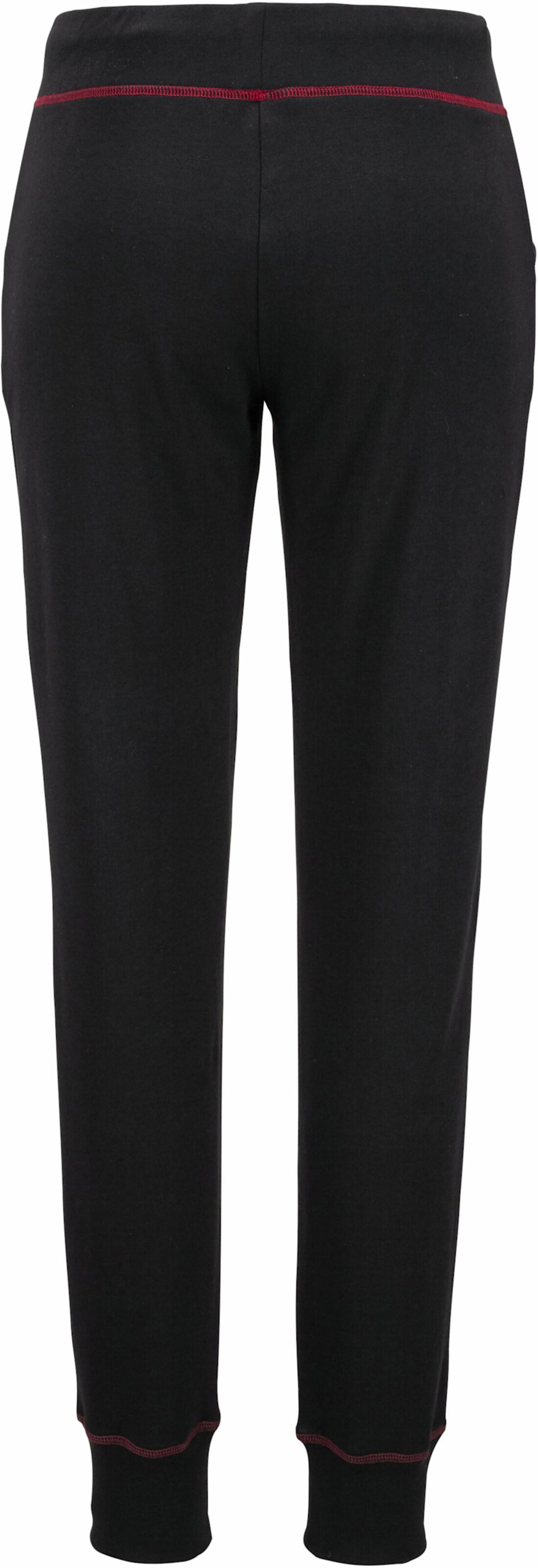 Relaxhose in schwarz-rubinrot