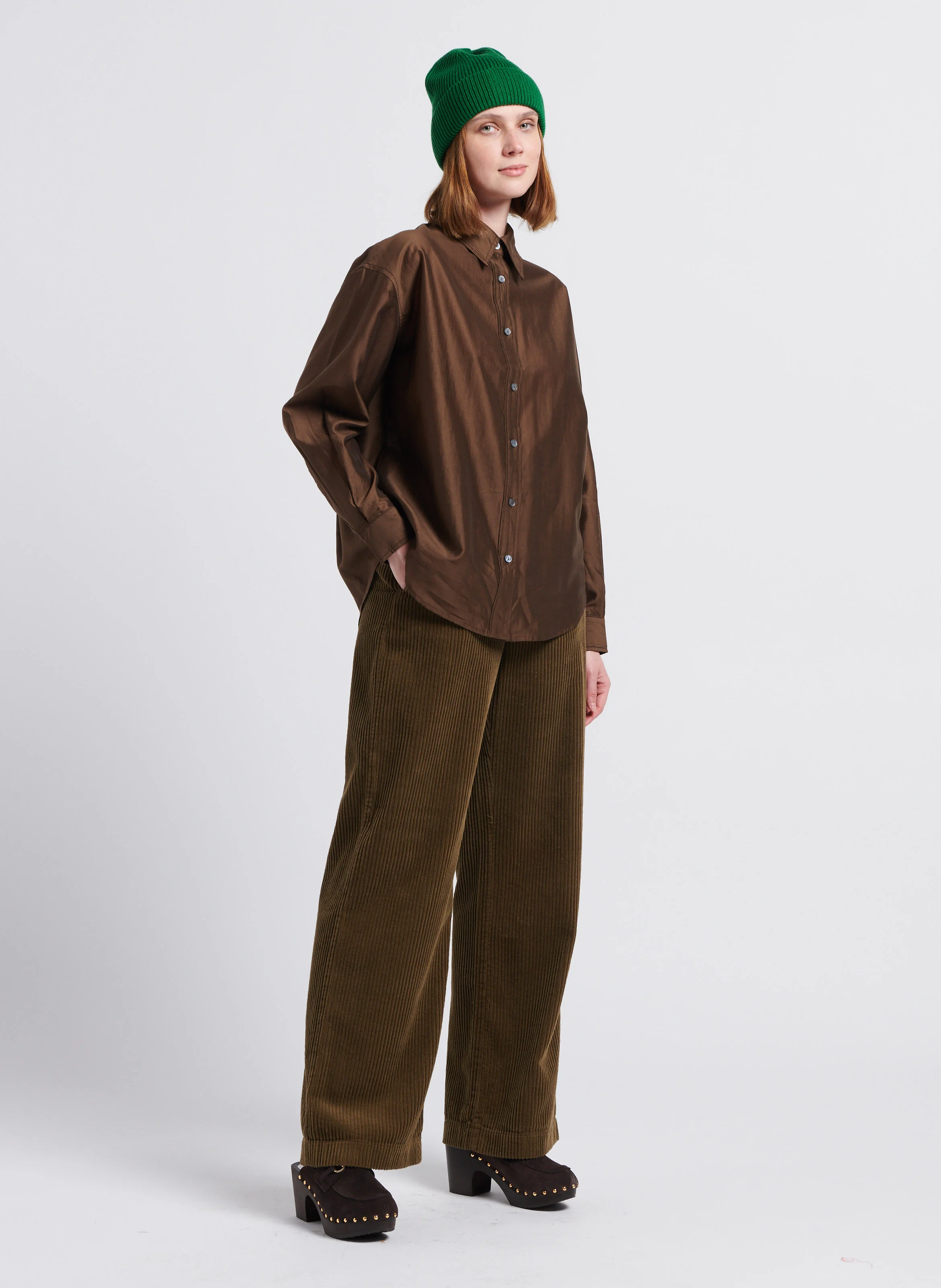 YORSI - Sabots mocassins en cuir velours| Marron
