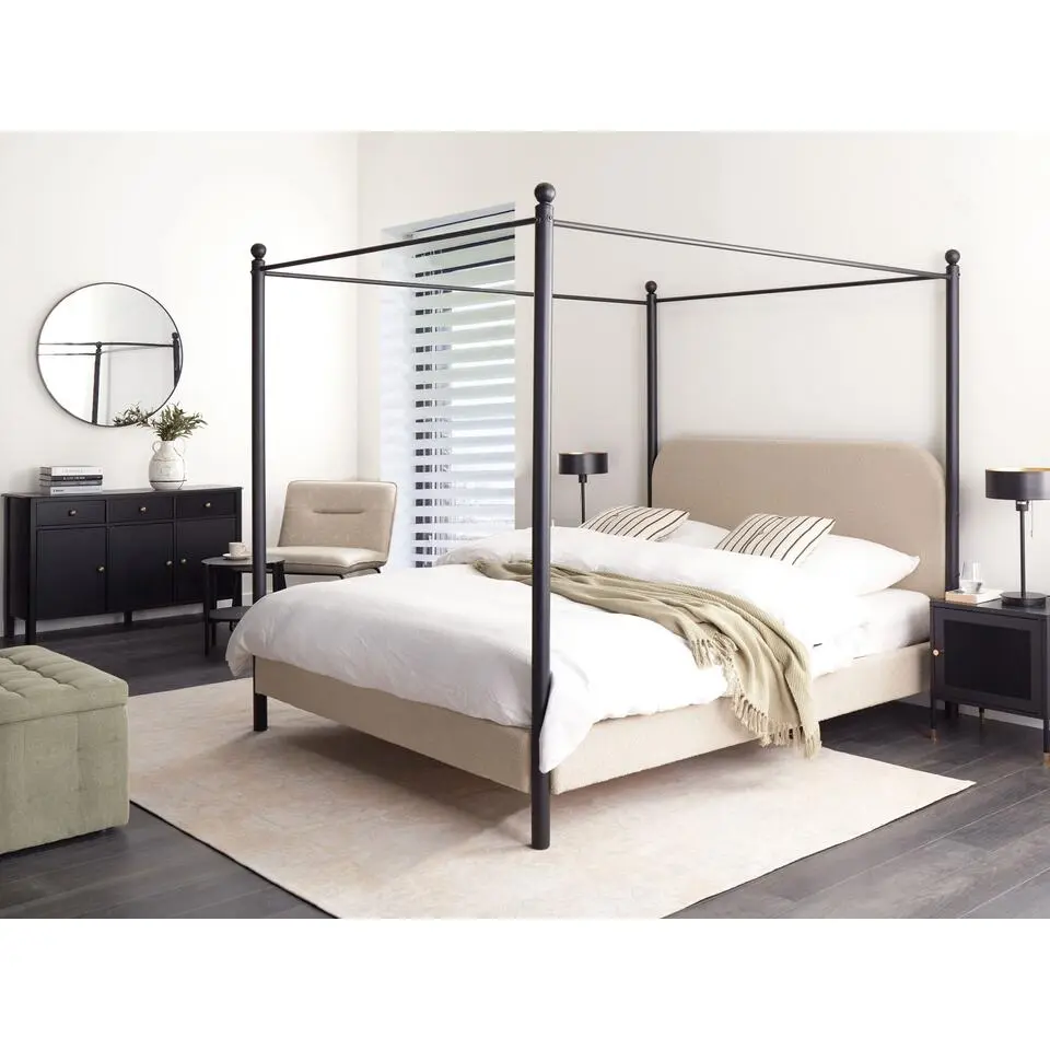 DANNEMOIS - Tweepersoonsbed - Taupe - 160x200 cm - Bouclé