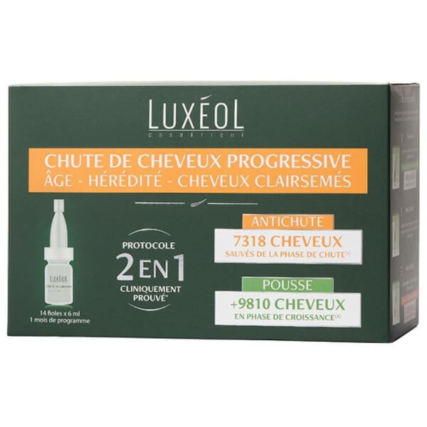 Cure chute de cheveux progressive 2en1 Luxéol 14x6ml
