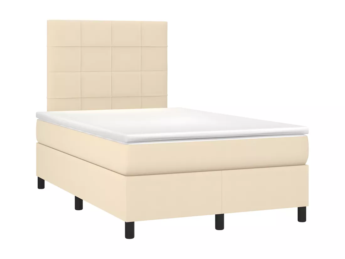 Sommier tapissier avec matelas et LED Crème 120x200 cm Tissu