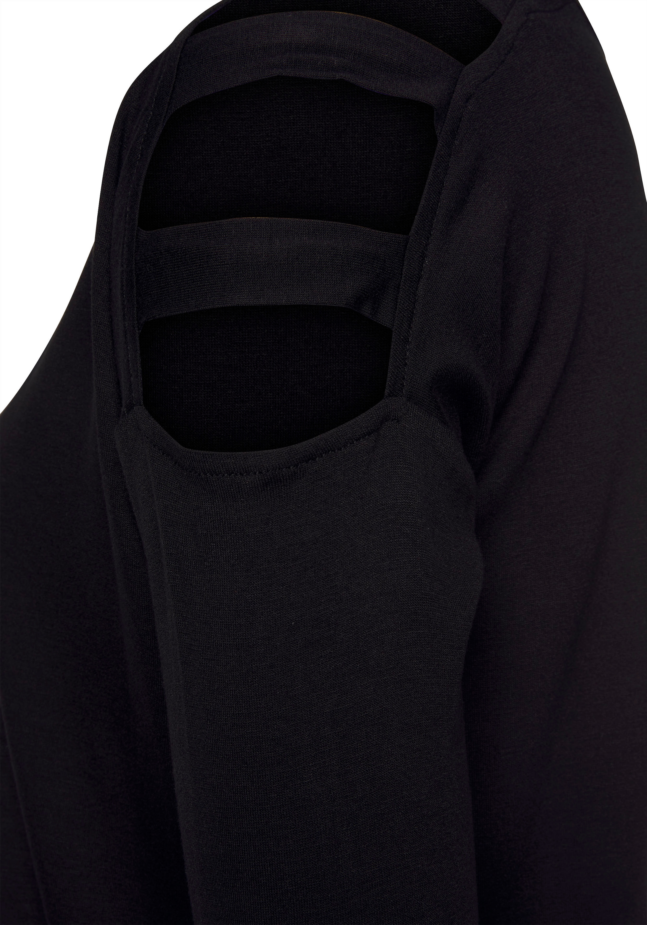 LASCANA 3/4-Arm-Shirt , mit Cut-outs, raffiniertes Longsleeve, schulterfrei