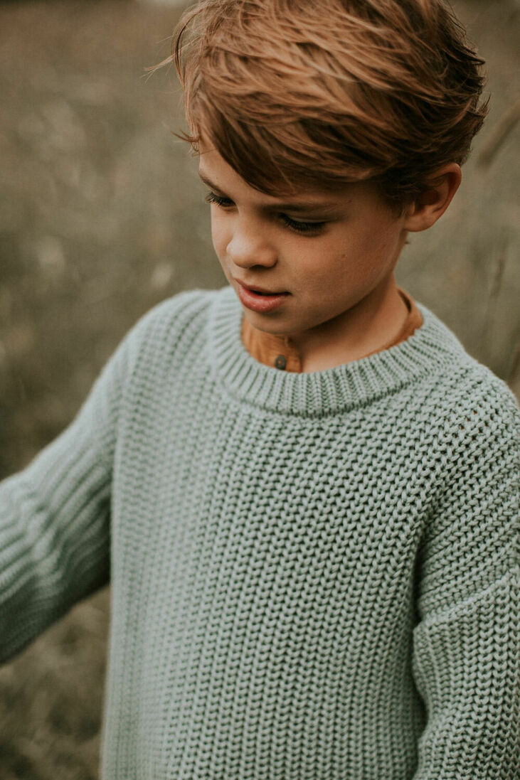 YUKI KIDSWEAR lichtblauwe yuki kidswear trui chunky knitted sweater