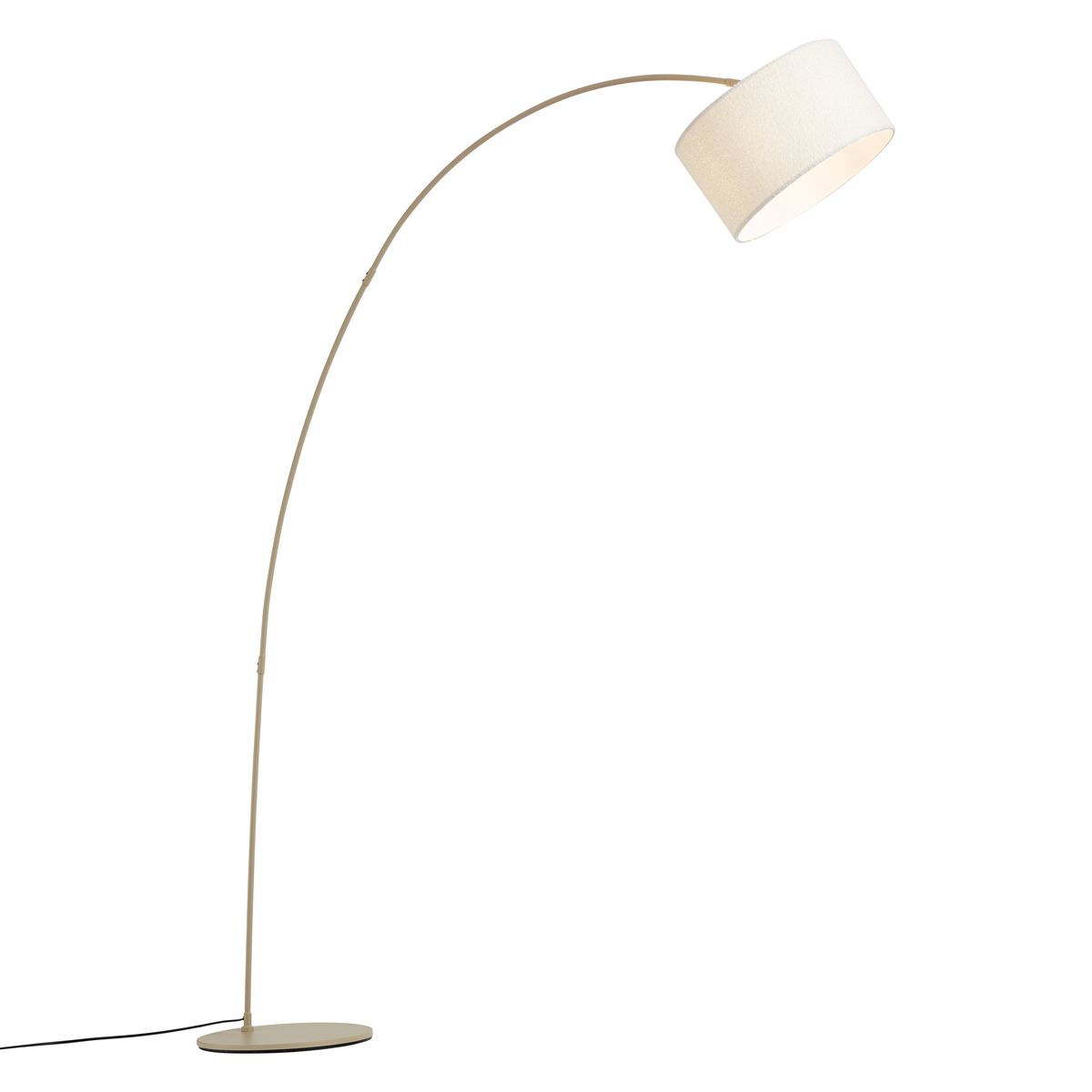 Moderne booglamp beige met teddy kap - Vinossa