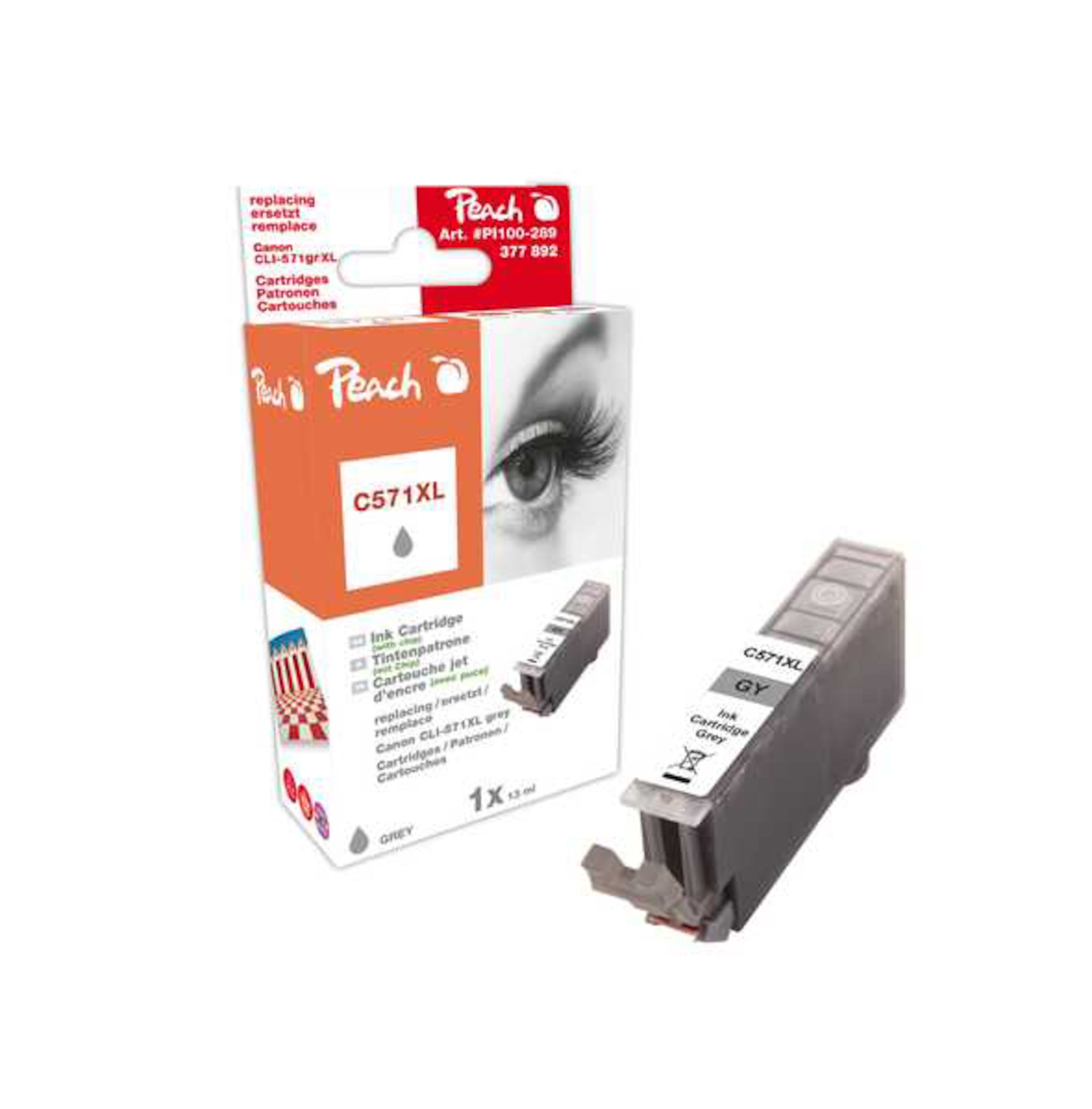 Peach CLI571 XL Blekkpatron, grå