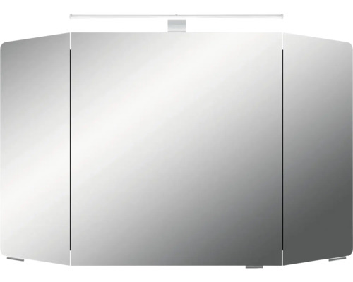 Pelipal Sunline 104 badkamermeubelset (B x H x D 161 x 200 x 50,5 cm), grafiet getextureerde fronten, 5-delige set bestaande uit witte mineraalstenen wastafel, badmeubel en spiegelkast met LED-verlichting.