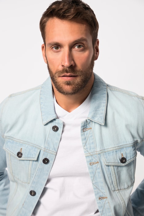 JP 1880 Jeansjacke, Brusttaschen, Knopfleiste, bis 8 XL