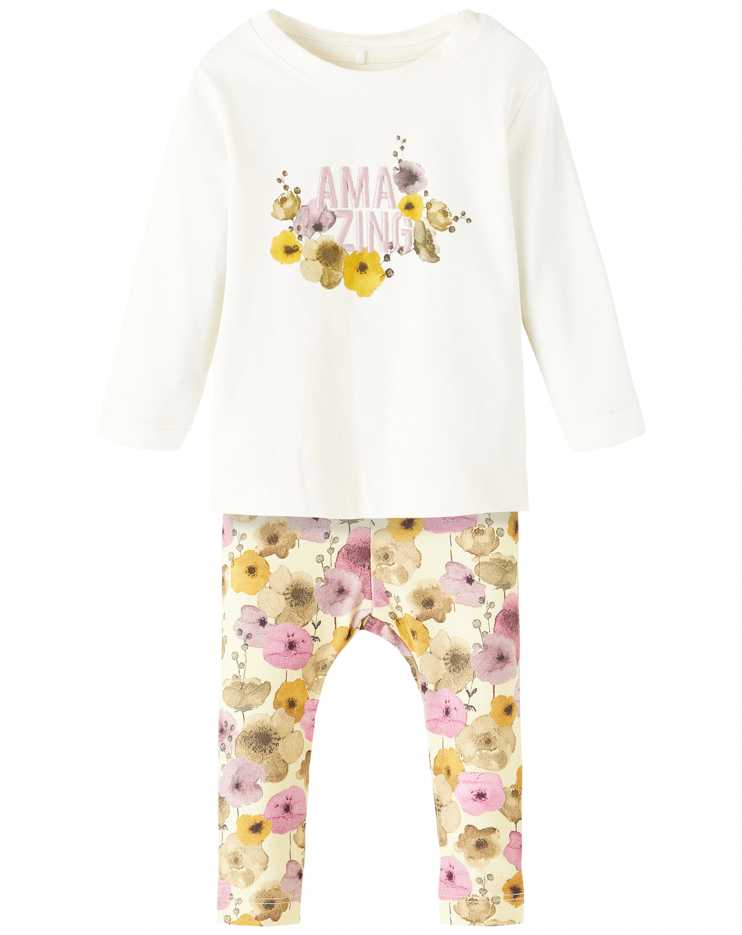 Langarmshirt NBFTABEA mit Hose in whisper white