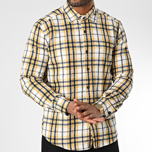 Chemise Manches Longues A Carreaux Dessen6 Jaune
