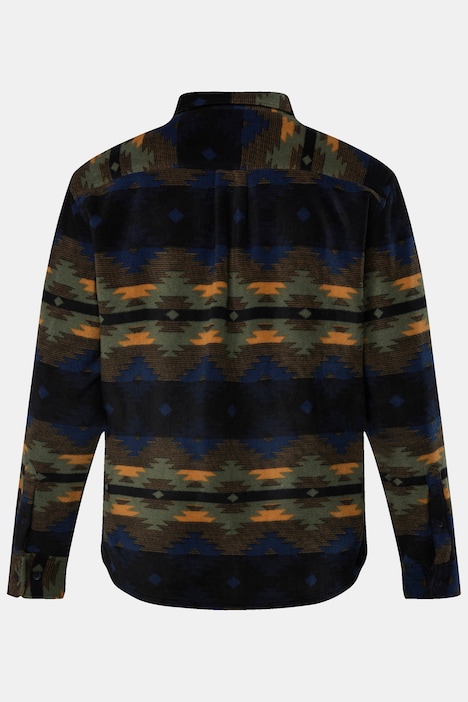 JP 1880 Hemd, Fleece, Allovermuster, Kentkragen, Modern Fit, bis 8 XL