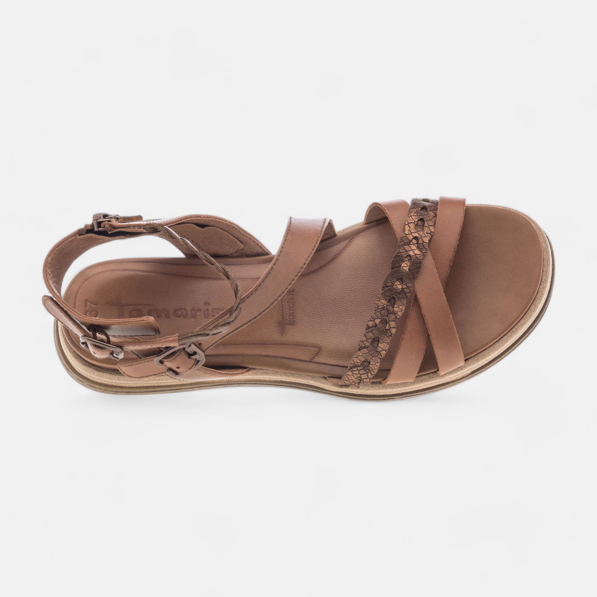 Sandales Femme en cuir cognac