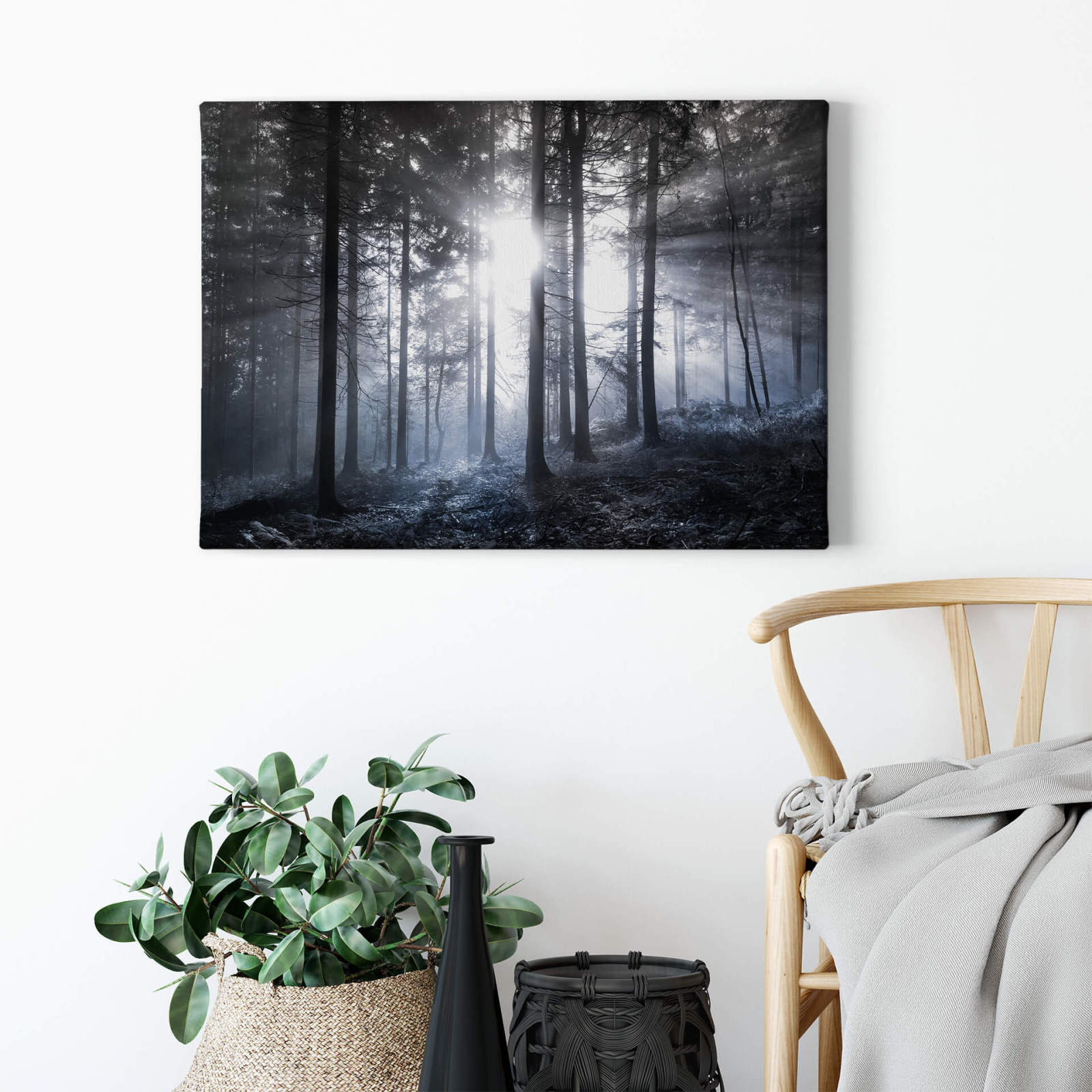 Leinwandbild SONNENAUFGANG - blau-weiß- 70x50 cm