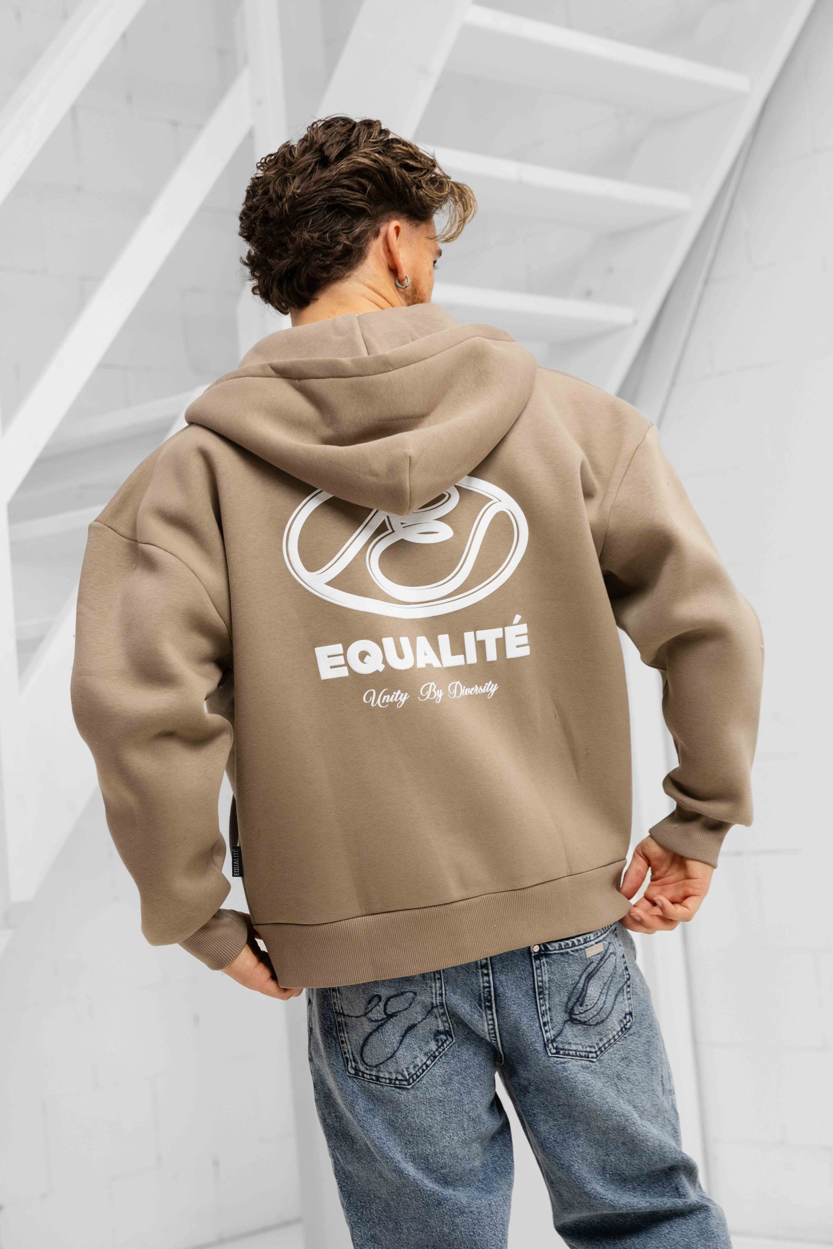 Equalité Arid Oversized Full Zip Hoodie Heren Beige