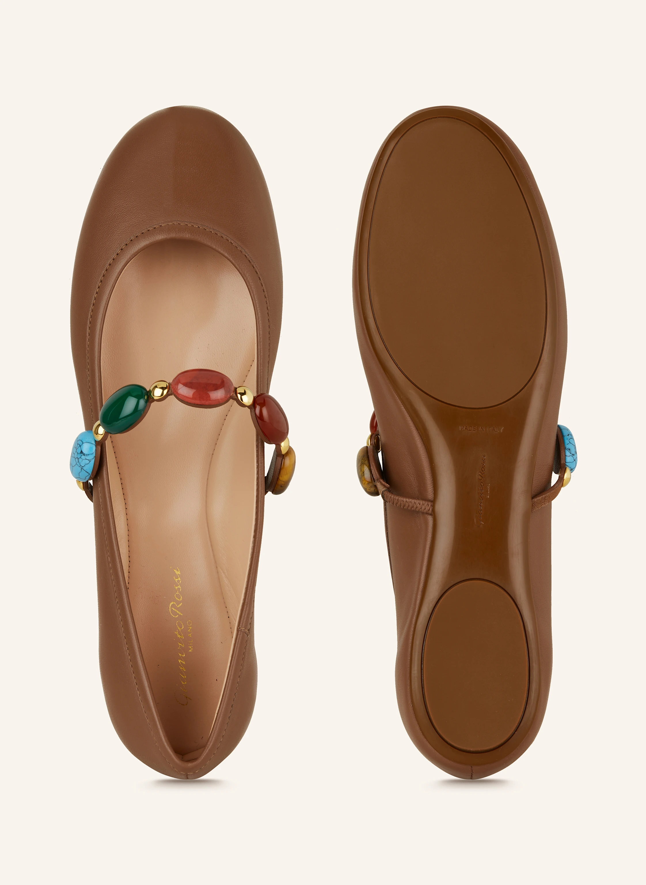 Gianvito Rossi Mary-Jane-Ballerinas SHANTI mit Schmucksteinen