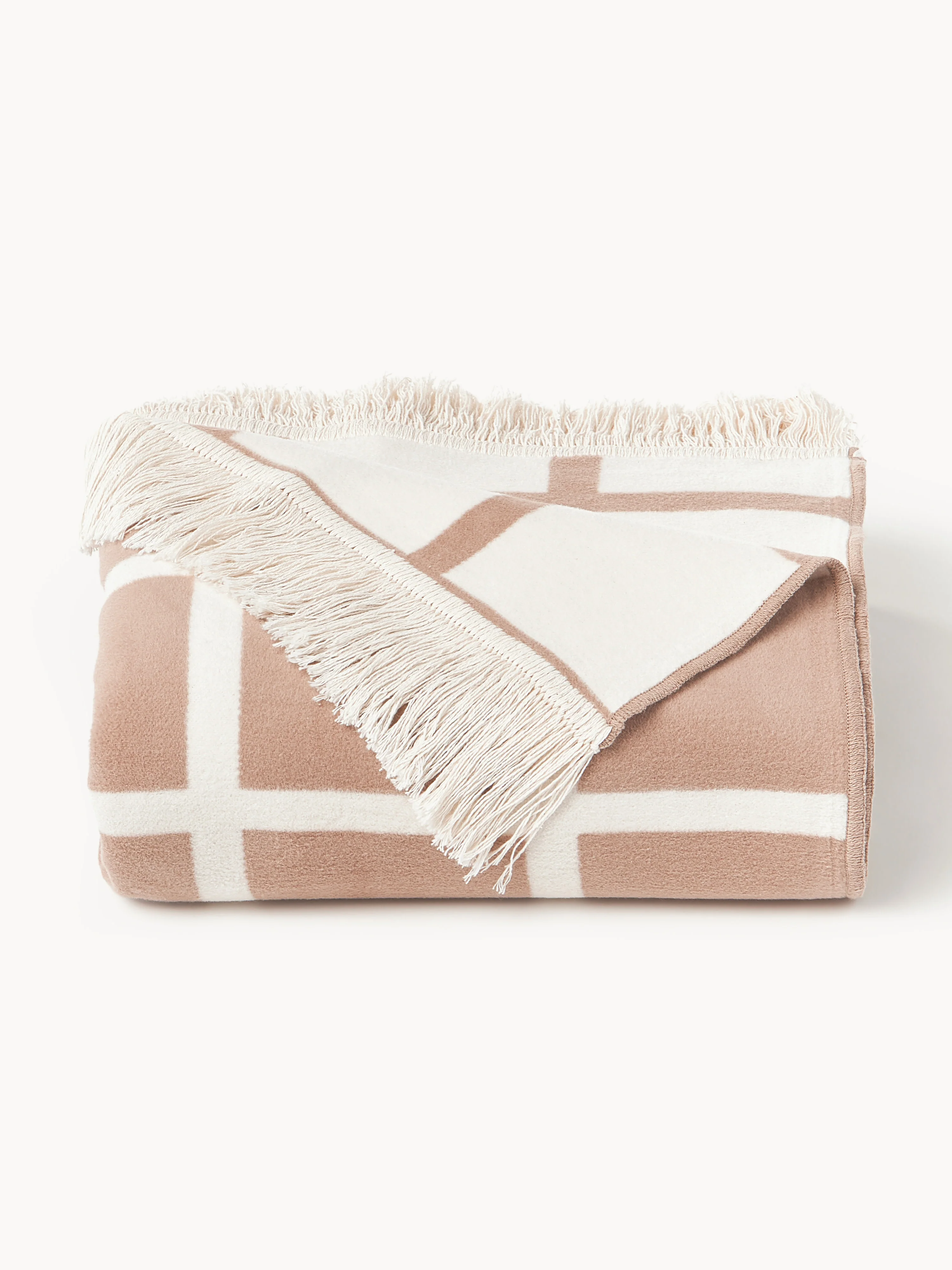 Zachte geruite plaid Edison met franjes