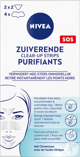Nivea SOS Clear-Up Strips Purifiants Avec Acide Citrique Contre Les Points Noirs 6 Strips