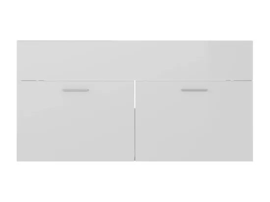 Armoire d'évier avec lavabo intégré Blanc brillant