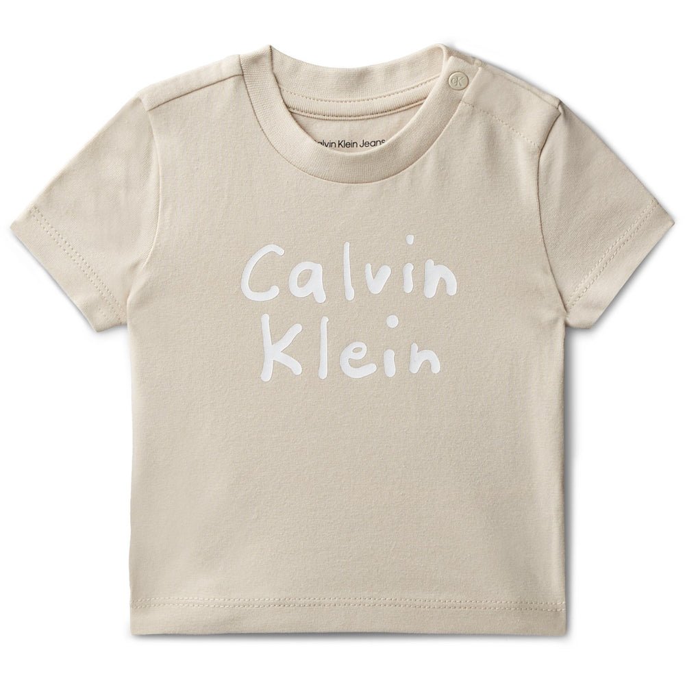 Køb Calvin Klein Oatmeal Ck Logo Ss T-Shirt