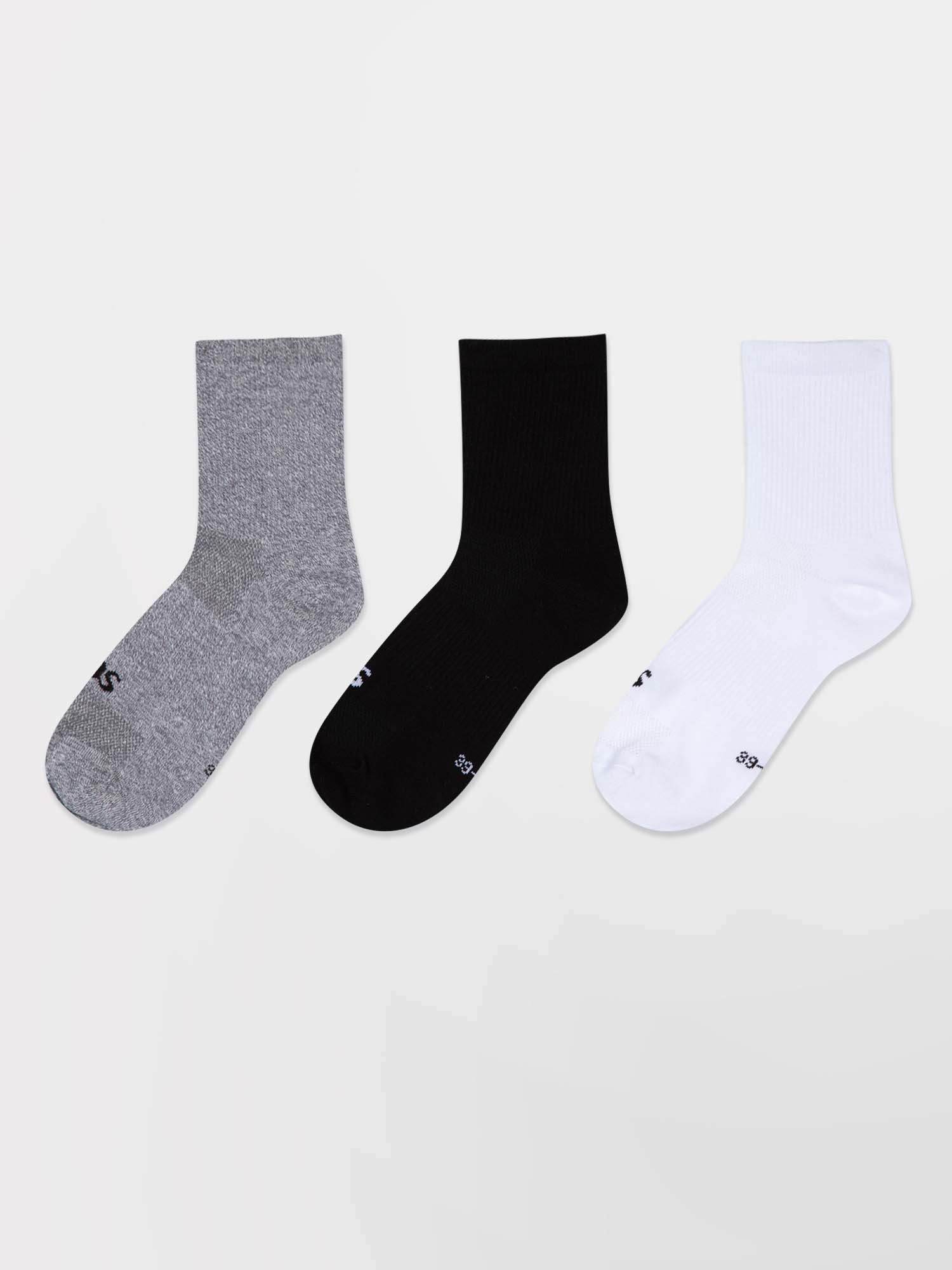 Chaussettes De Sport Mi-Mollet Mixtes Noir Gris Blanc