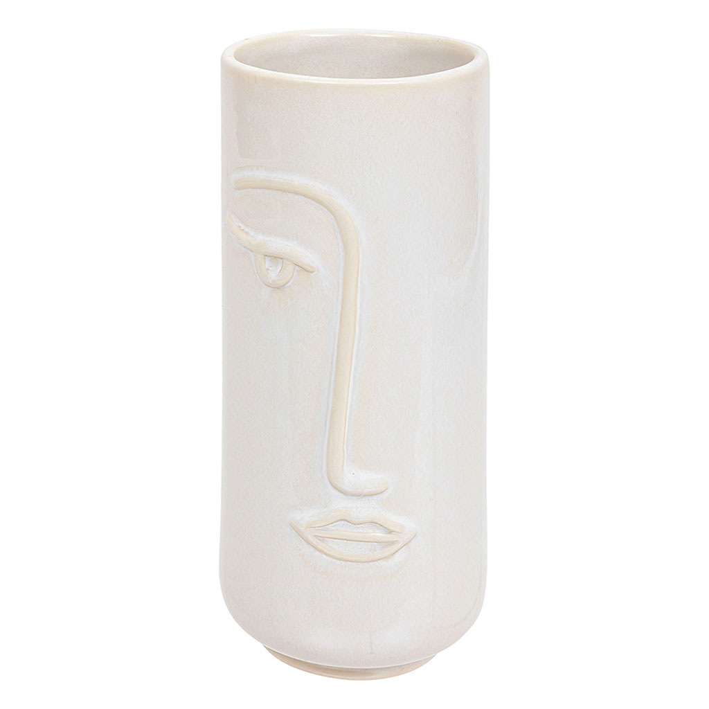 Vase visage en céramique blanc H 25cm