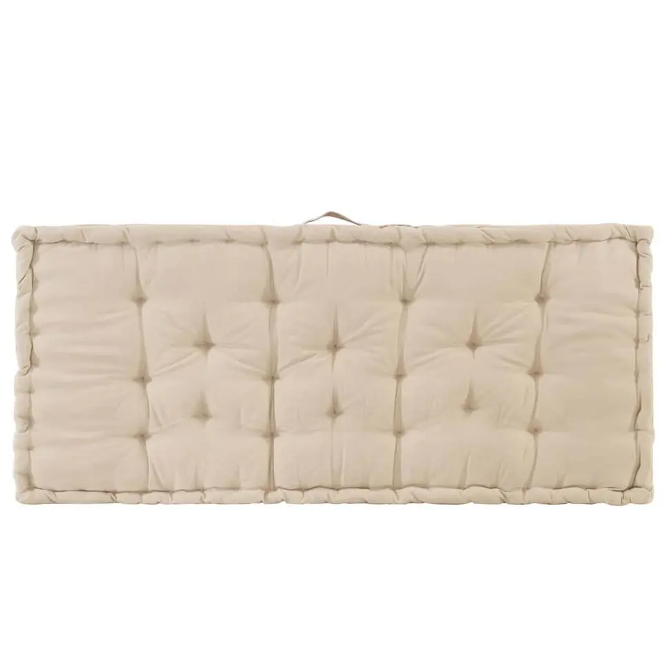 vidaXL - Palletkussen - Beige - Katoen - 120 x 40 x 7 cm & 120 x 80 x 10 cm