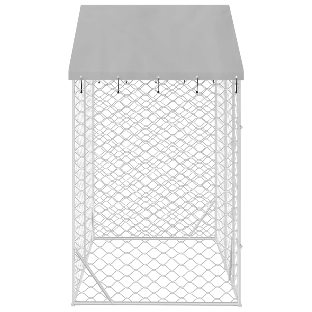 Canil externo para cães vidaXL com telhado, aço galvanizado, prata, 3x3x2,5 m