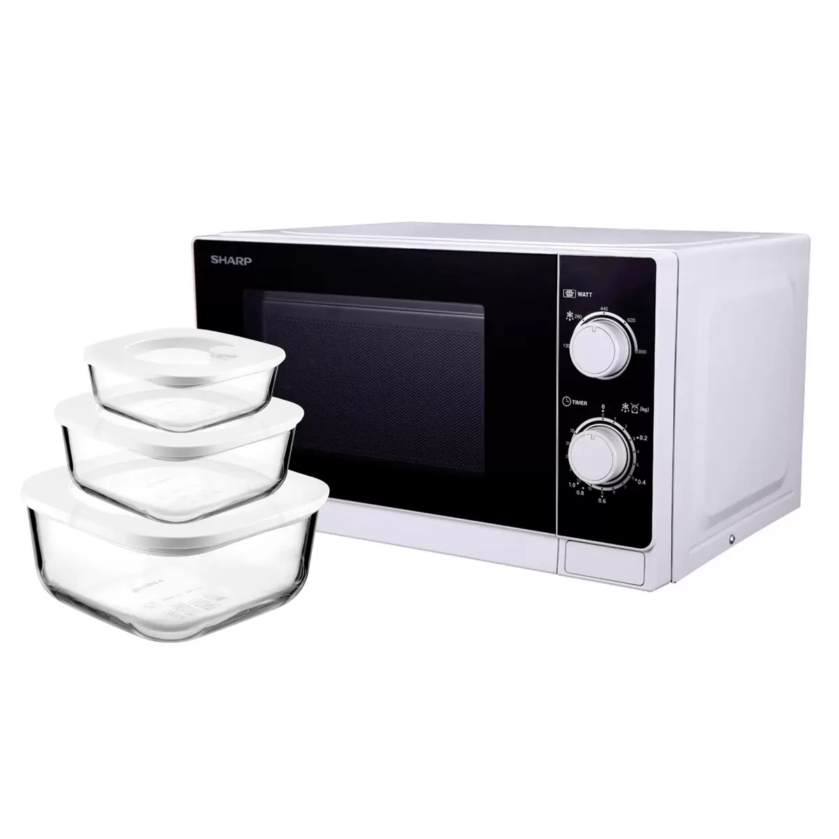 Mikrowelle ohne Grill bis 23 Sharp R200WW mit Guzzini Glas