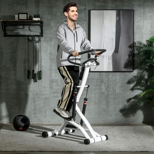 Stepper Med Håndtak, Fitnesstreningssykkel Med Lcd-Skjerm, Treningssykkel Med 12 Motstandsnivåer Sort + Sølv 80 X 61 X 134 Cm