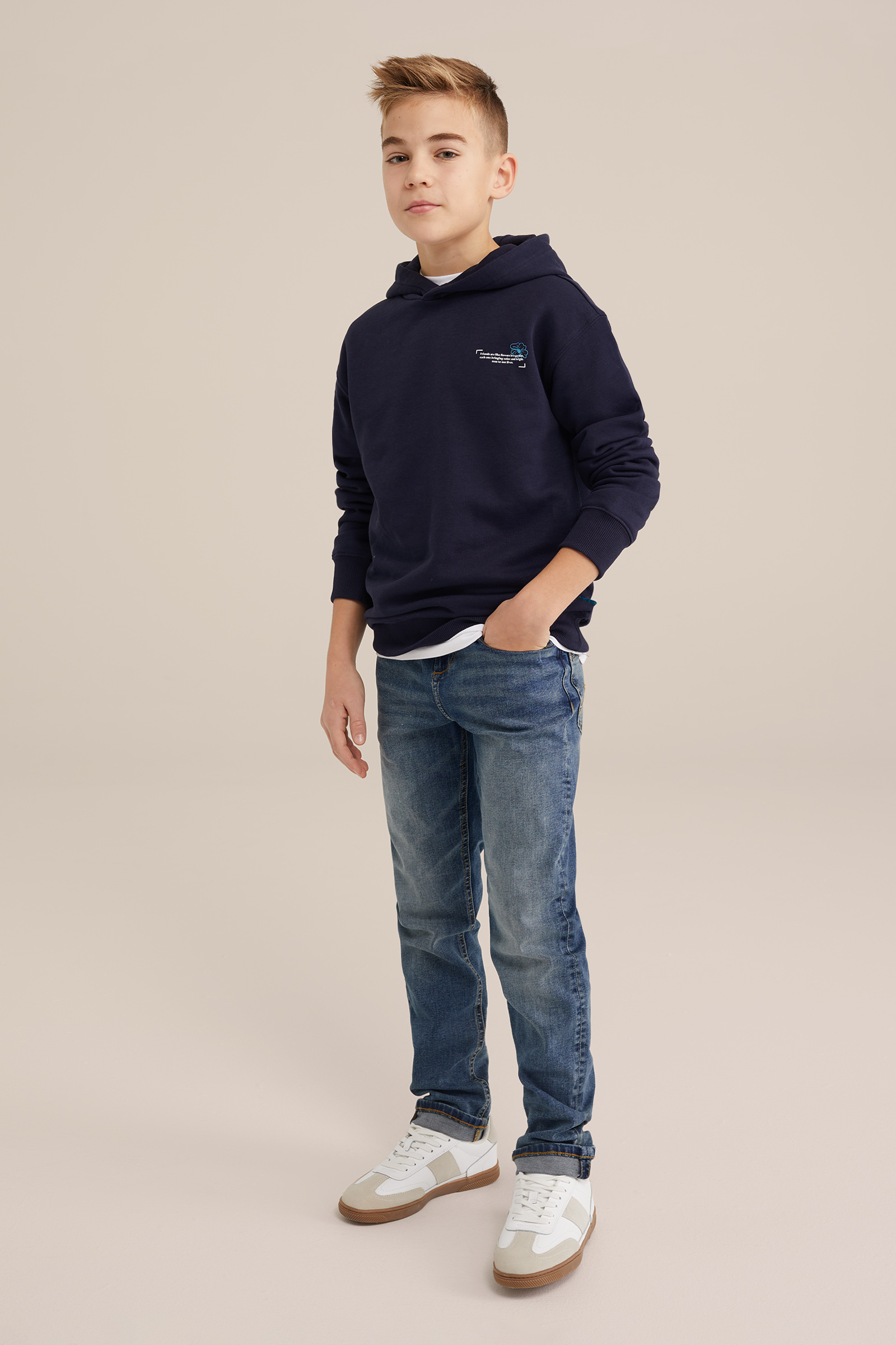 Jongens hoodie met opdruk Blue Ridge Marineblauw