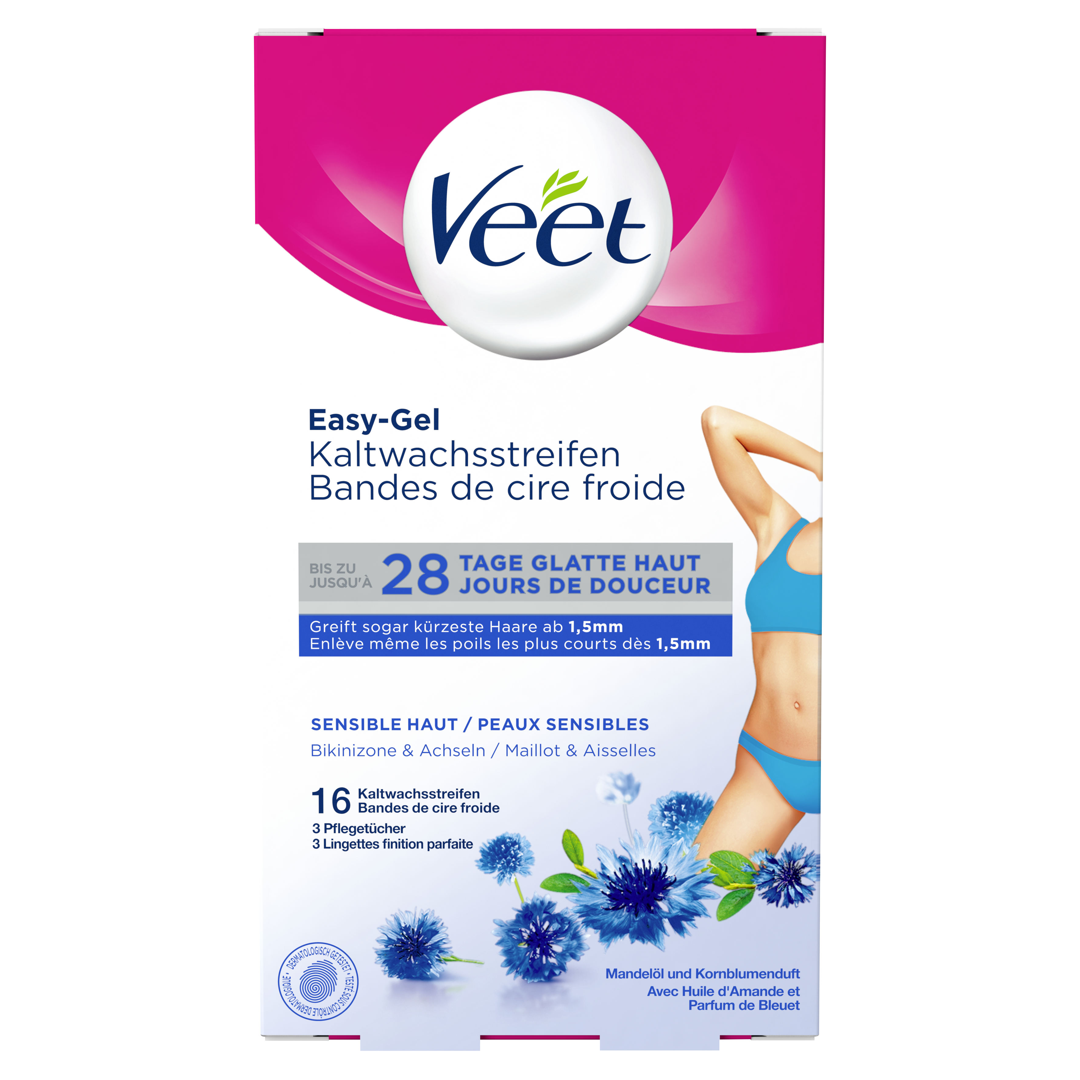 Veet Kaltwachsstreifen für Bikinizone & Achseln sensitive 2 Stk