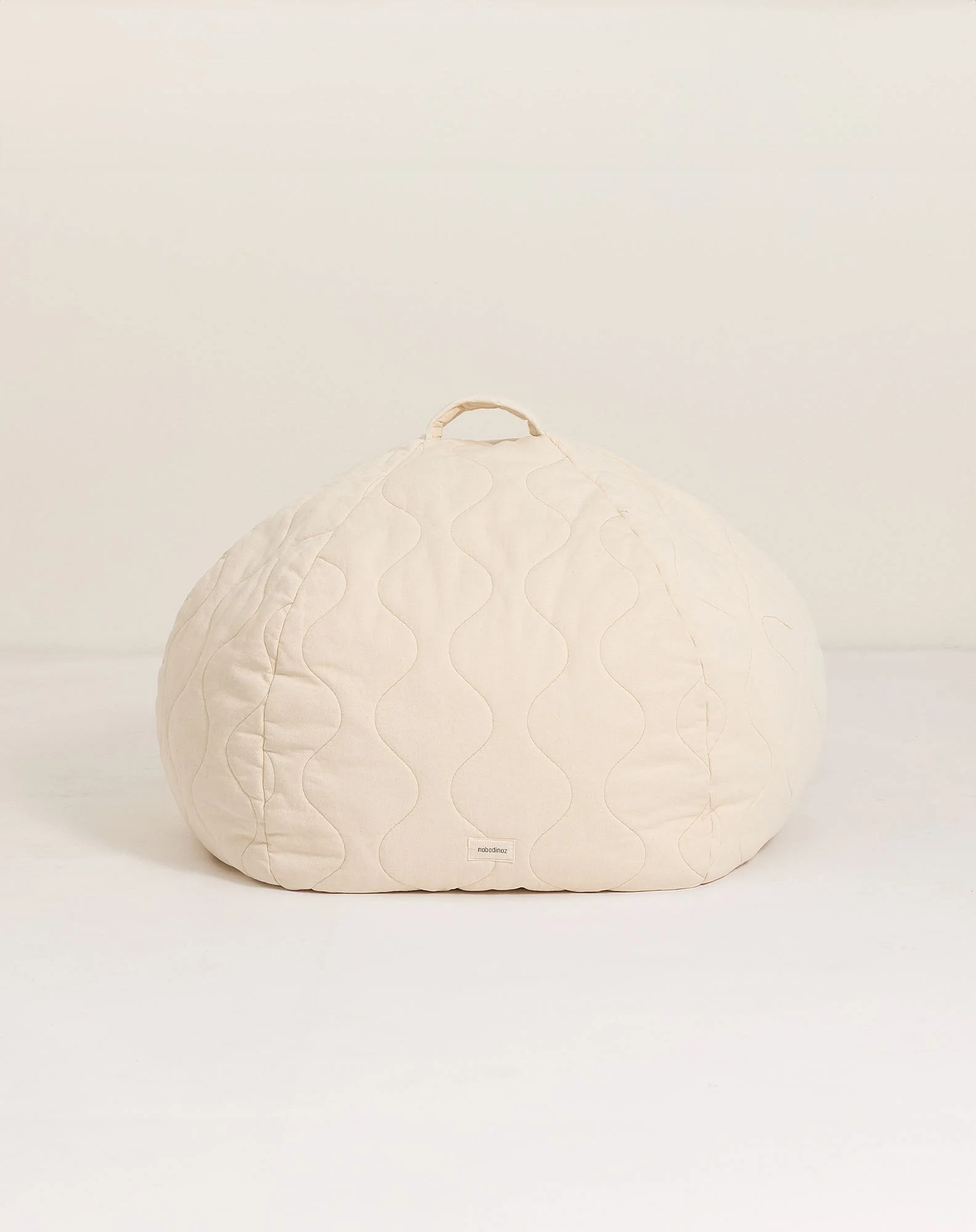 Pouf rond matelassé - taille enfant - landscape | Blanc