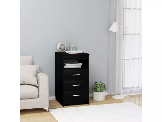 Armoire à tiroirs Noir 40x50x76 cm Bois d'ingénierie