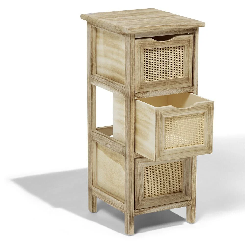 Meuble d'appoint Salomé 3 panières bois et métal 26xH63x30cm